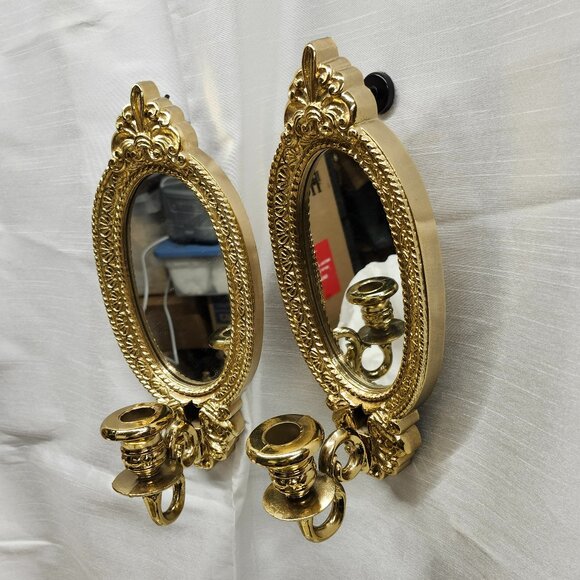 Vintage Home Interiors Gold Mirrored Candleholders Sconce - Picture 4 of 9
